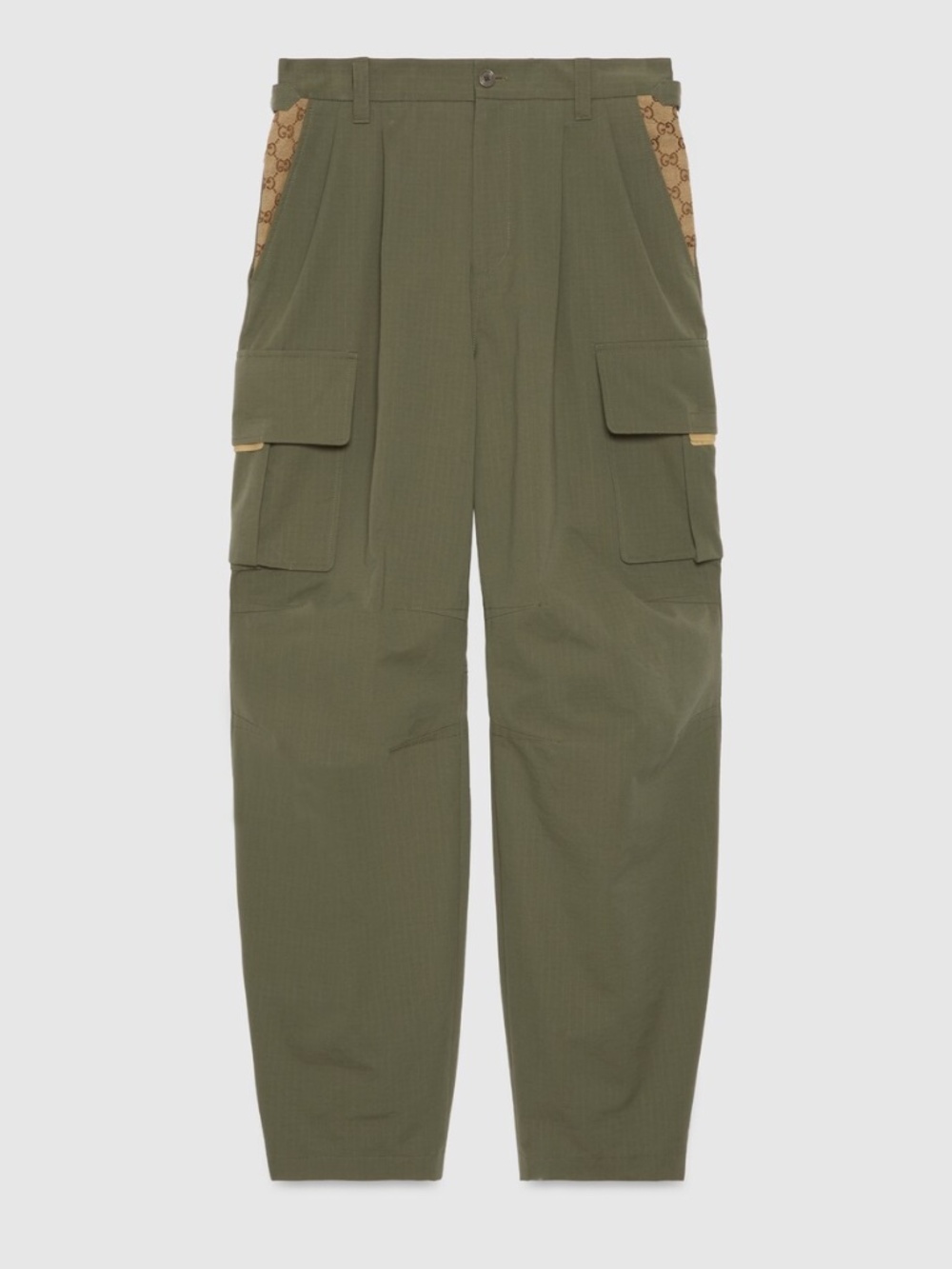 size 46 S Gucci Panelled Cargo Trousers Wide Leg Green Pants GG